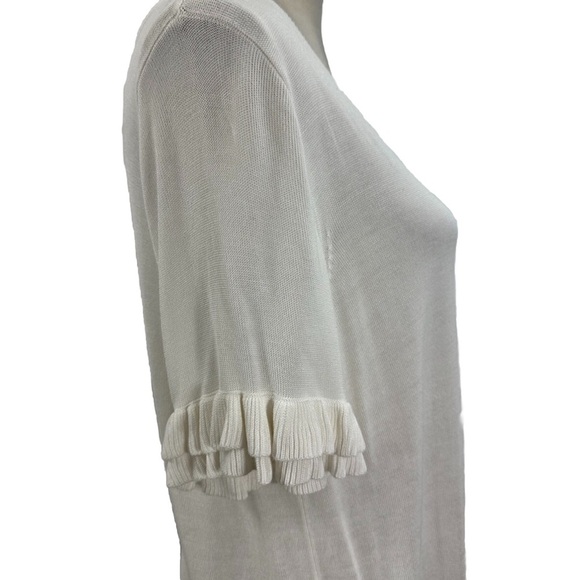 Michael Kors White Sweater Tunic Top XL Flutter Sleeves Blouse - Picture 3 of 9